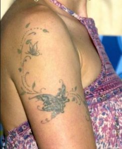 Lena Headey butterfly tattoo