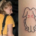 Sophie Turner back of upper right arm rabbit tattoo