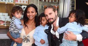 Zoe Saldana and her husband with children