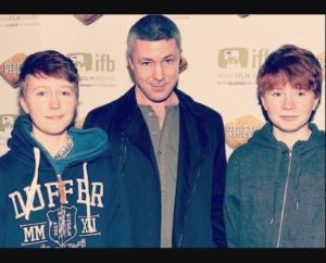 Aiden Gillen with his son Joe and daughter Berry