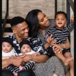 Russell Westbrook with his wife and kids