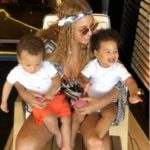Beyonce with her twin kids Sir and Rumy