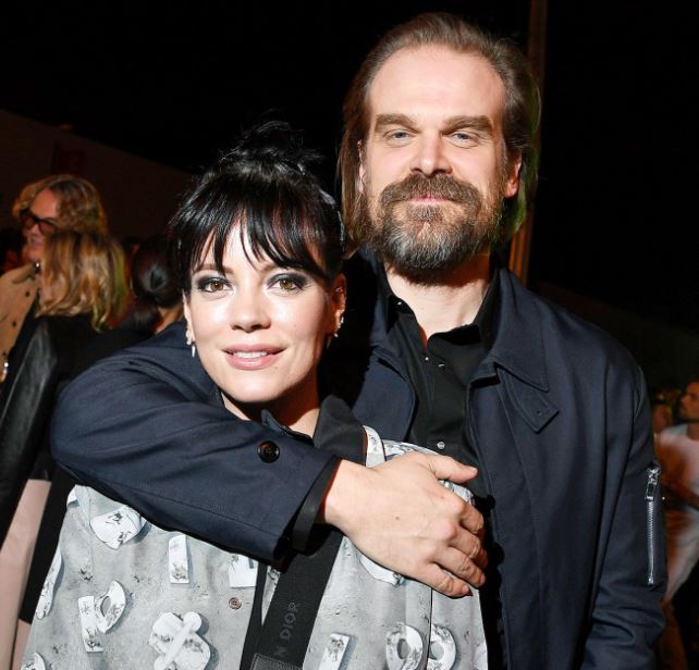 David Harbour with girlfriend and fiance Lily Allen