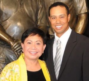 Tiger Woods with his mother Kultida Woods