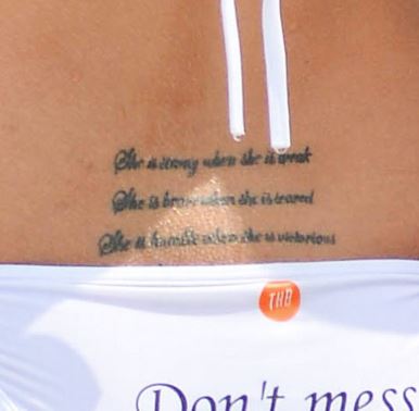 tulisa Contostavlos tattooed some lines of the own song lyrics on her lower back