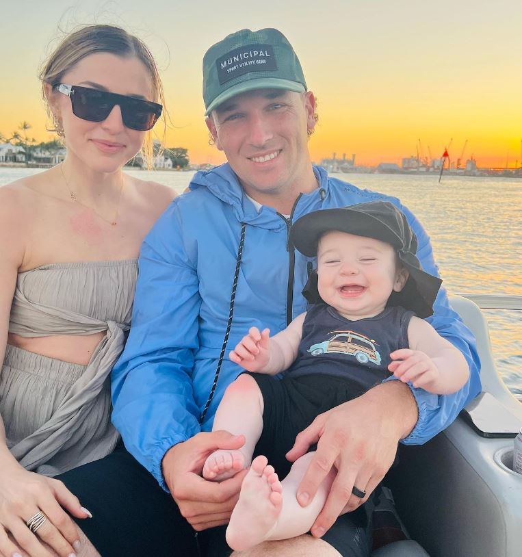 Alex Bregman with wife and son Knox Samuel