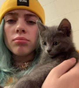 Billie Eilish with her pet cat Misha