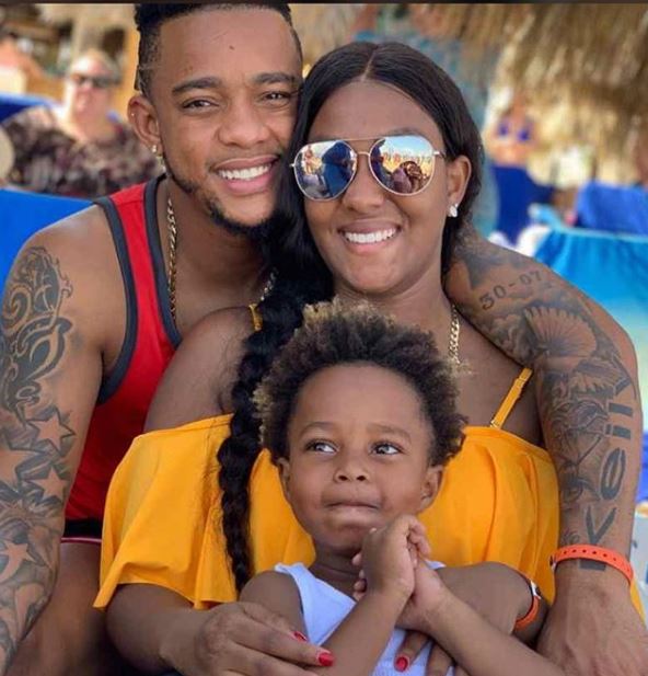 Ketel Marte with wife and son