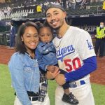 Mookie Betts with wife and daughter