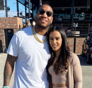 Eric Ebron with his wife Gabriela Ebron | Celebrities InfoSeeMedia