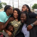 DeAndre Jordan with his mother Kimberly Jordan and his two brothers