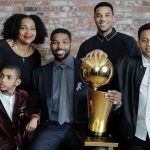 Tristan Thompson with mother and siblings