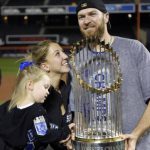 Wade Davis with wife and daughter