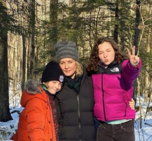 Amy Carlson with her son and daughter