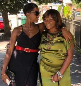 Lashana Lynch witrh her mother Colleen Farrington