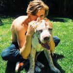 Lucky Blue Smith with his pet dog