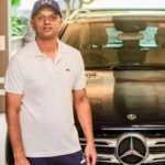 Rahul Dravid with his Mercedes car