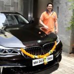 Sachin Tendul kar with his BMW 750li car