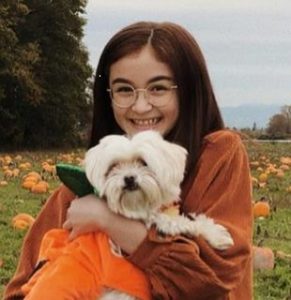 Anna Cathcart with her pet dog