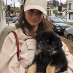 Emily Ratajkowski with her pet dog