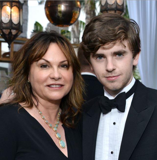Freddie Highmore with his mother Sue Latimer