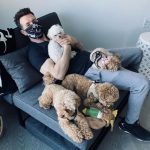 Jon Seda with his pet dogs