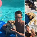 Justin Hartley with his pet dog
