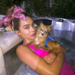 Sommer Ray with her pet dog