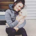 Torrey DeVitto with her pet dog