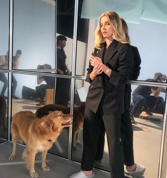 Annabelle Wallis with her pet dog
