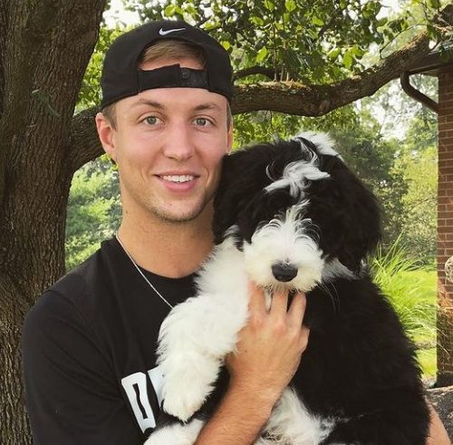 Luke Kennard with his pet dog