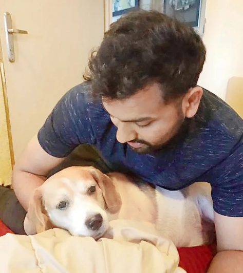 Rohit Sharma with his pet dog