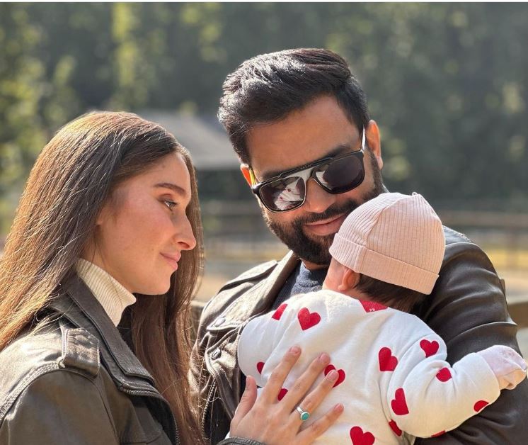Ali Abbas Zafar with his wife and child.
