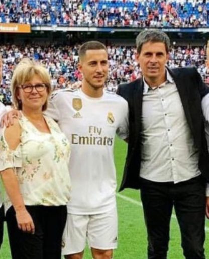 Eden Hazard with his father and mother