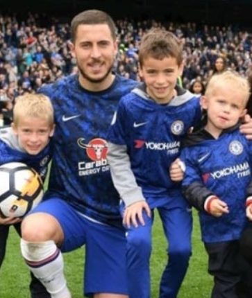 Eden Hazard with his three sons