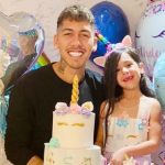 Roberto Firmino with his daughter Valentina Firmino