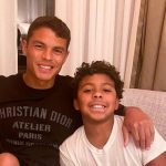 Thiago Silva with his son Isago da Silva