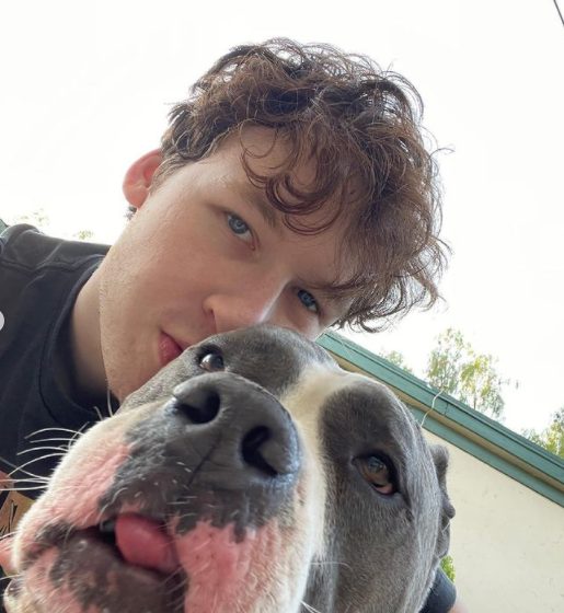 Devin Druid with his pet dog