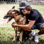 Franco Morbidelli with his pet dog