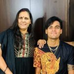 Rahul Chahar with his mother Sanjana Chahar