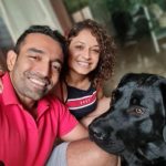 Robin Uthappa with his wife and pet dog
