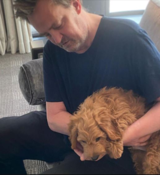Matthew Perry with his pet dog