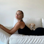 Alexis Ren with her pet dog