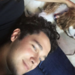 Austin Mahone with his pet dog