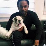 Kendrick Lamar with his pet dog