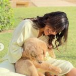 Neha Sharma with her pet dog