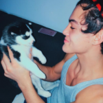 Ethan Dolan with his pet dog