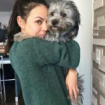Janel Parrish with her pet dog