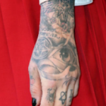 Kat Von D Tattoo on left hand