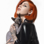 Kat Von D with pet cat